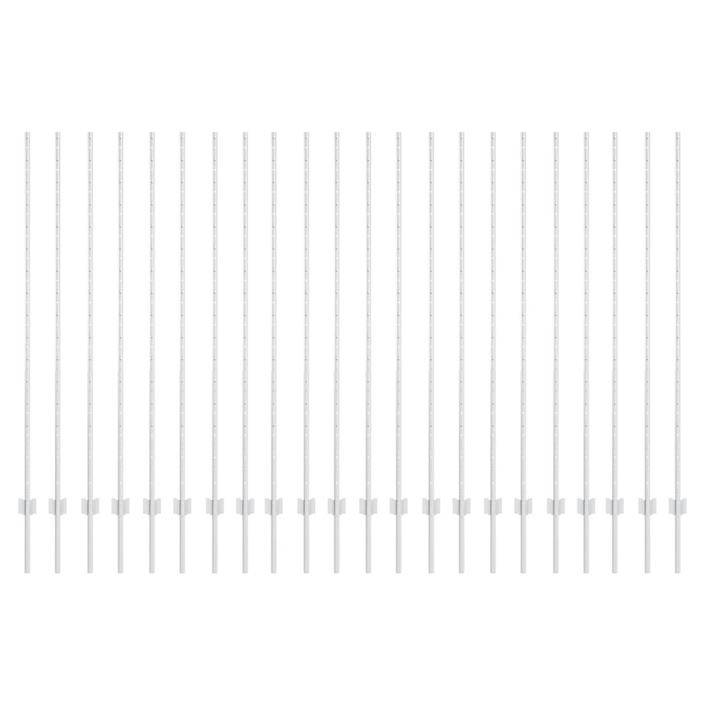 Produktbild för Inbäddad staketpost 22 st Silver 200 cm Pulverlackerat stål