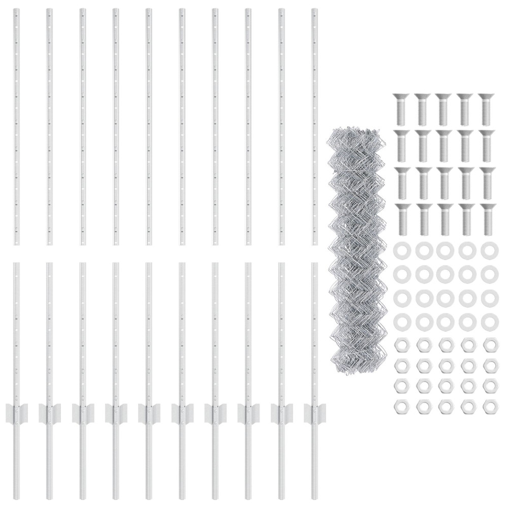 Produktbild för Kedjegaller med stolpe 10 x 1,2 m Galvaniserat stål Silver Mesh