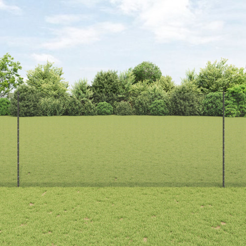 vidaXL Svetsat trådgeller med stolpar 10 x 1,4 m PVC-belagda stål Grå