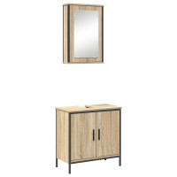 Produktbild för Badrumsmöbelset med hylla med dörr 2 pcs Brun Konstruerat trä