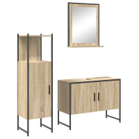 Produktbild för Badrumsmöbelset med hylla med dörr 3 pcs Brun Konstruerat trä