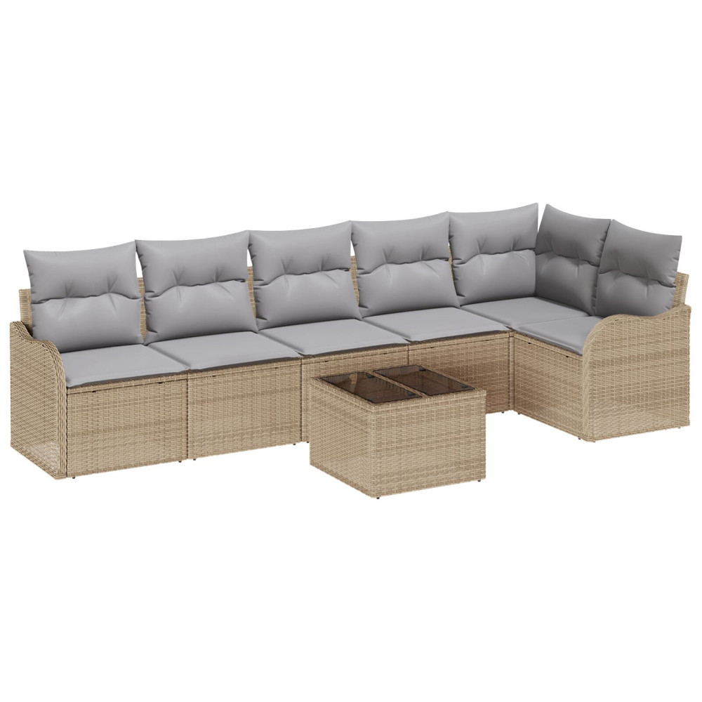 Produktbild för Trädgårdsoffset 7 pcs Beige konstrotting