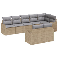 Produktbild för Trädgårdsoffset 8 pcs Beige konstrotting