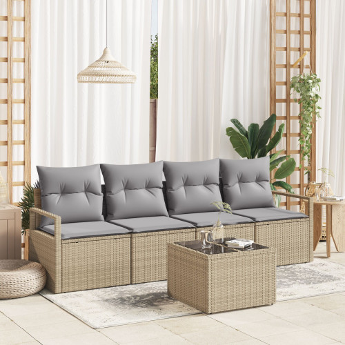 vidaXL Soffset 5 pcs Beige och Grå konstrotting