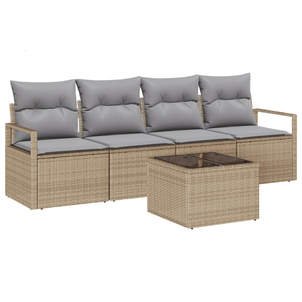 Produktbild för Soffset 5 pcs Beige och Grå konstrotting