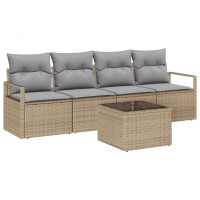 Produktbild för Soffset 5 pcs Beige och Grå konstrotting