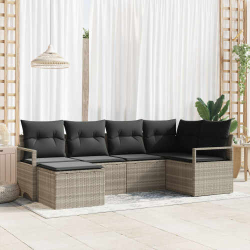 vidaXL Soffset 6 pcs Ljusgrå konstrotting