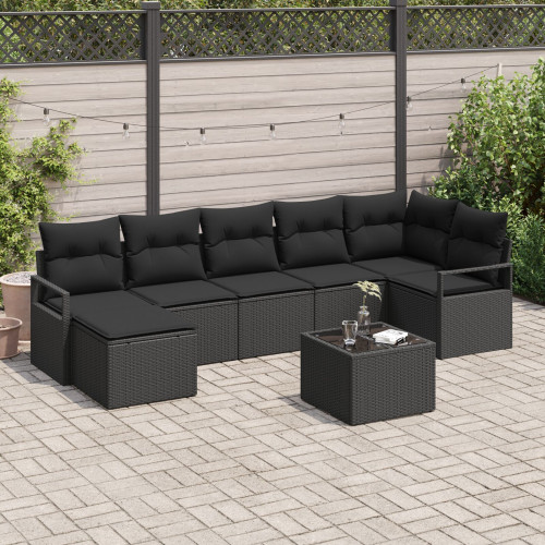 vidaXL Soffset med kudde 8 pcs Svart konstrotting