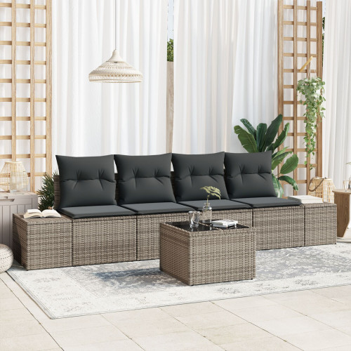 vidaXL Soffset med kudde med kudde 5 pcs Grå konstrotting