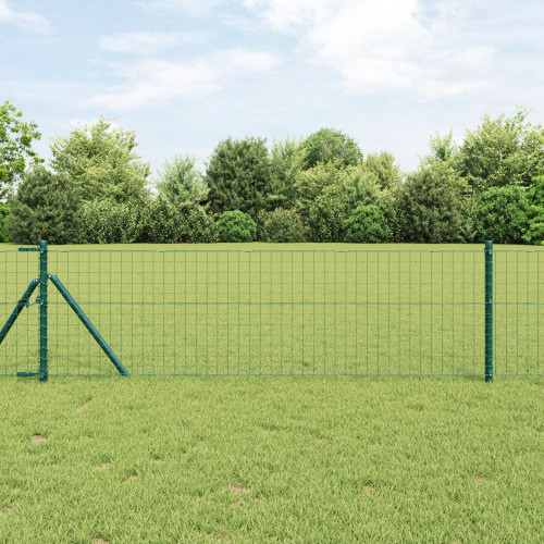 vidaXL Euro Stängsel Markfäste 25 x 0,6 m PVC-belagda stål Grön Mesh