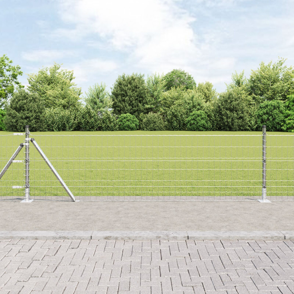 Produktbild för Utomhus Euro Staket med Betongbas 50 x 0,6 m Varmförzinkad stål