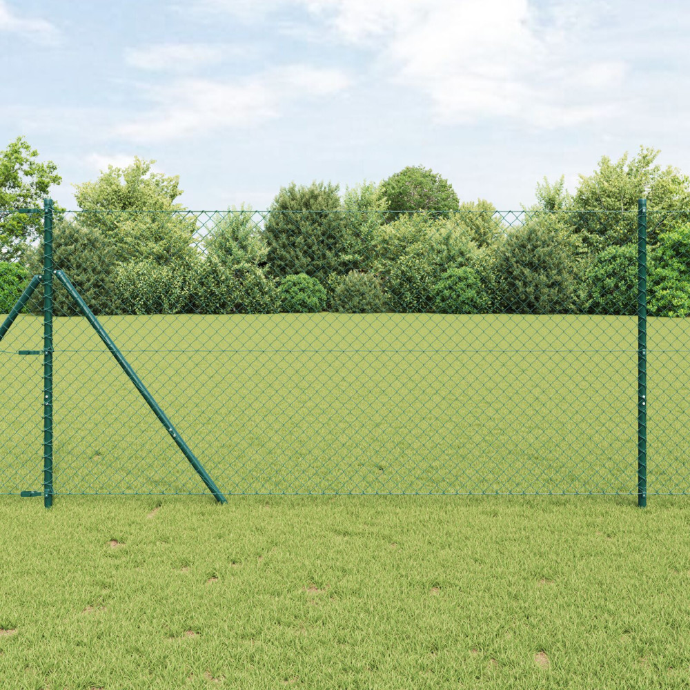 Produktbild för Utomhus kedjegjämnings staket markfäste 10 x 1,5 m Grön Mesh