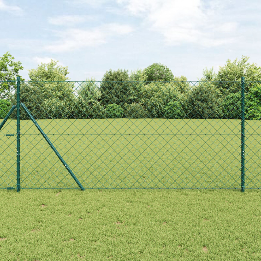 Produktbild för Utomhus kedjegjämnings staket markfäste 10 x 1,2 m Grön Mesh