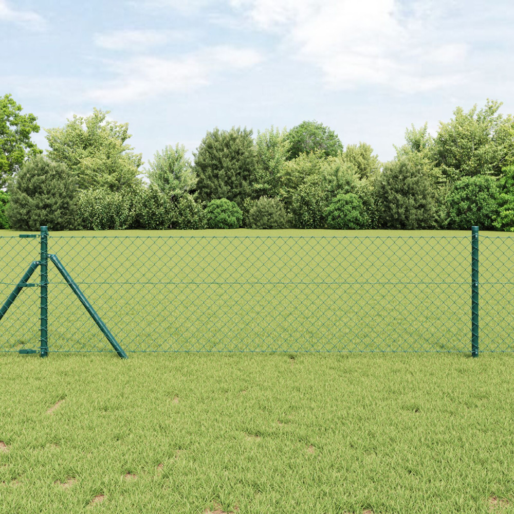 Produktbild för Utomhus kedjegjämnings staket markfäste 25 x 0,6 m Grön Mesh