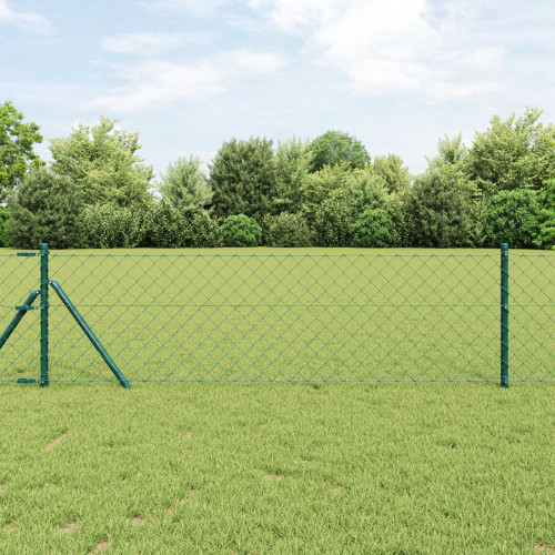 vidaXL Utomhus kedjegjämnings staket markfäste 25 x 0,6 m Grön Mesh