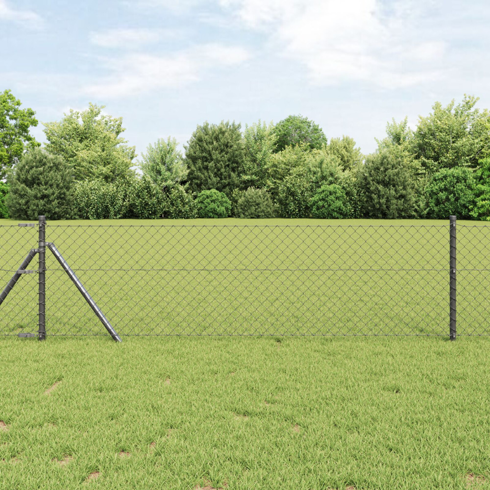 Produktbild för Kedjehängd Stängsel Markfix 10 x 0,8 m PVC-belagda stål Grå