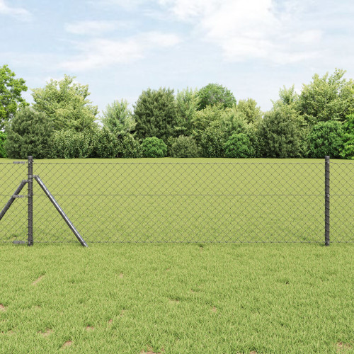 vidaXL Kedjehängd Stängsel Markfix 10 x 0,8 m PVC-belagda stål Grå