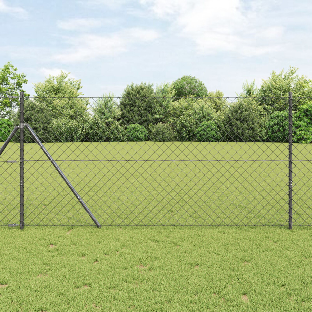 Produktbild för Utomhus kedjegjämnings staket markfäste 10 x 1,2 m Grå Mesh
