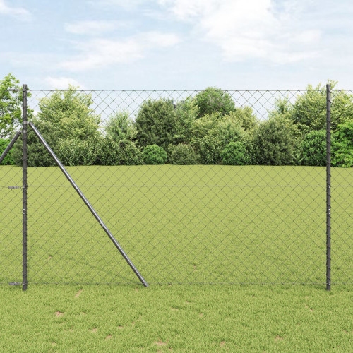 vidaXL Kedjehängd Stängsel Markfix 25 x 1,6 m PVC-belagda stål Grå