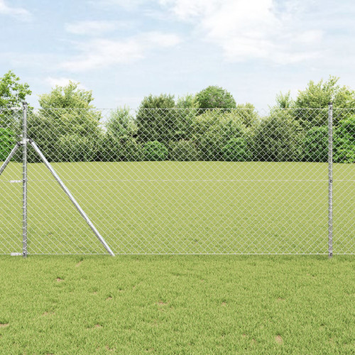 vidaXL Kedjehängd Stängsel Markfix 10 x 1 m Galvaniserat stål Silver