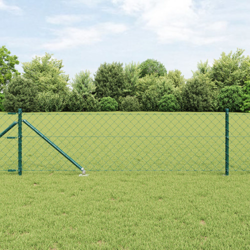 vidaXL Kedjegaller med taggar 25 x 0,8 m PVC-belagda stål Grön Mesh