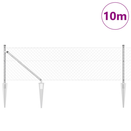 vidaXL Kedjegaller med taggar 10 x 0,6 m Galvaniserat stål Silver Mesh