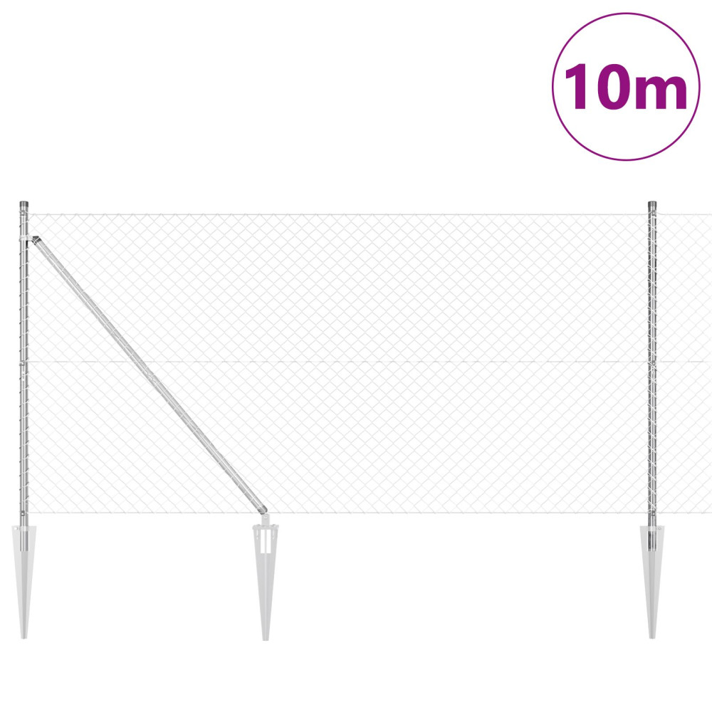 Produktbild för Kedjegaller med taggar 10 x 1,2 m Galvaniserat stål Silver Mesh