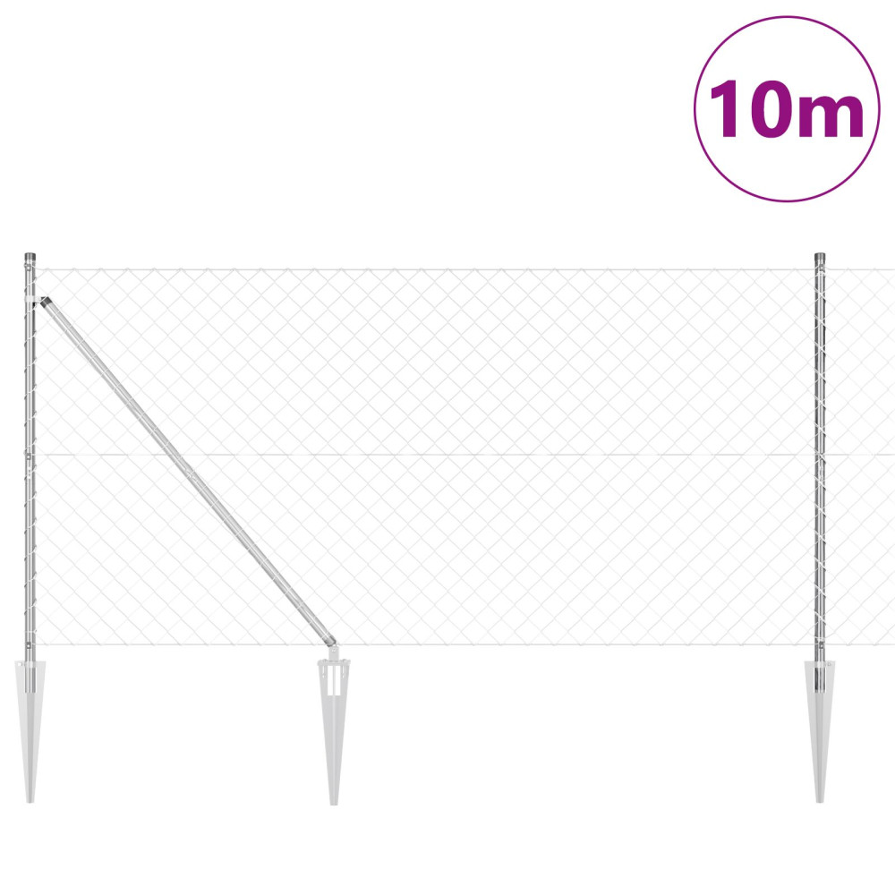 Produktbild för Kedjegaller med taggar 10 x 1,2 m Galvaniserat stål Silver Mesh