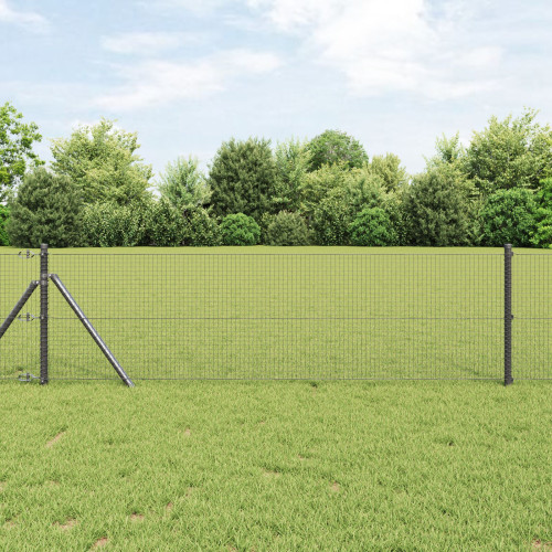 vidaXL Utomhus Svetsat Trådstängsel Markfäste 50 x 0,6 m Grå Mesh