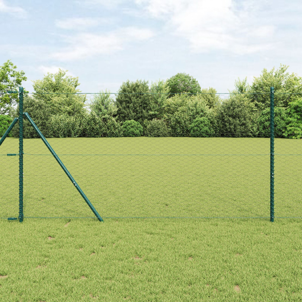 Produktbild för Utomhus sexkantig stängsel markfäste 100 x 1 m PVC-belagda stål