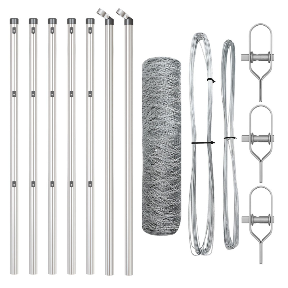 Produktbild för Utomhus sexkantig stängsel markfäste 10 x 0,5 m Silver Mesh