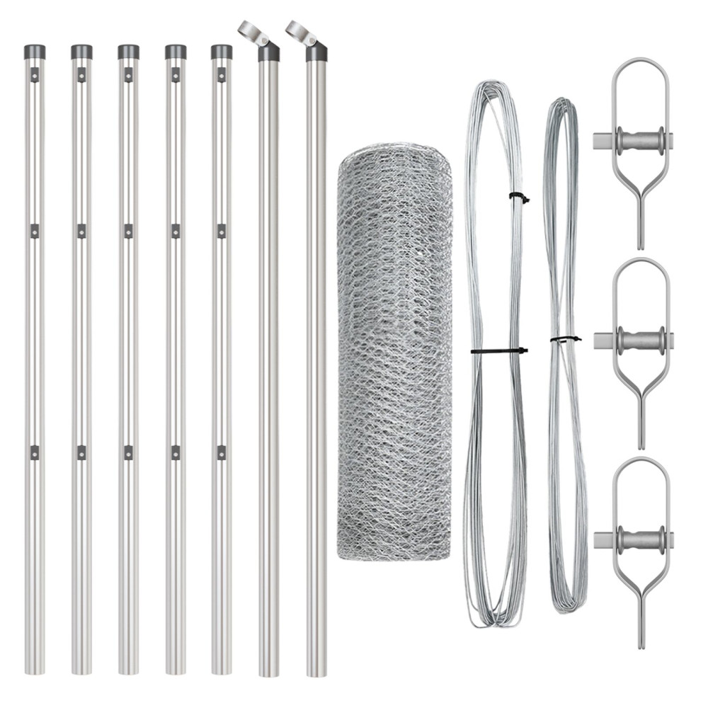 Produktbild för Utomhus sexkantig stängsel markfäste 10 x 0,8 m Silver Mesh