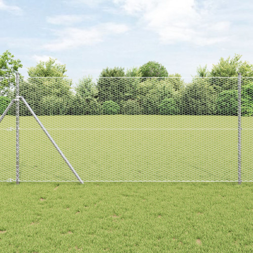 vidaXL Utomhus sexkantig stängsel markfäste 10 x 1,2 m Silver Mesh