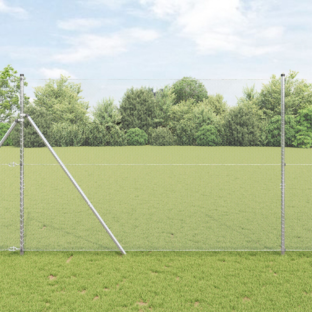 Produktbild för Utomhus sexkantig stängsel markfäste 10 x 1,6 m Silver Mesh