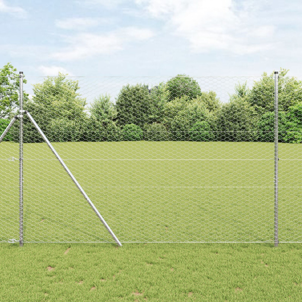 Produktbild för Utomhus sexkantig stängsel markfäste 10 x 1,6 m Silver Mesh