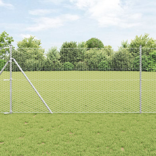 vidaXL Utomhus sexkantig stängsel markfäste 25 x 1 m Silver Mesh