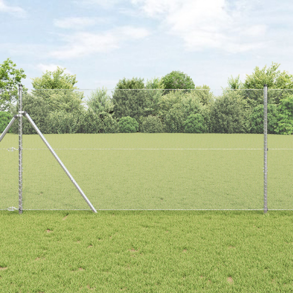 Produktbild för Utomhus sexkantig stängsel markfäste 25 x 1,2 m Silver Mesh