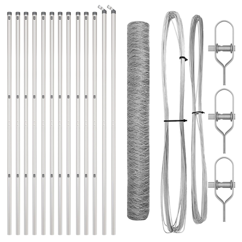 Produktbild för Utomhus sexkantig stängsel markfäste 25 x 1,2 m Silver Mesh