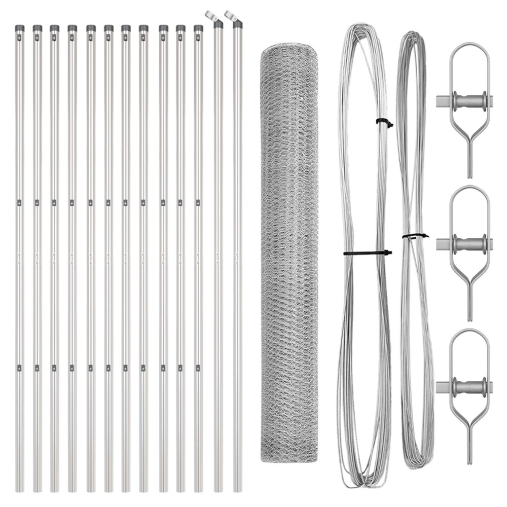 Produktbild för Utomhus sexkantig stängsel markfäste 25 x 1,4 m Silver Mesh