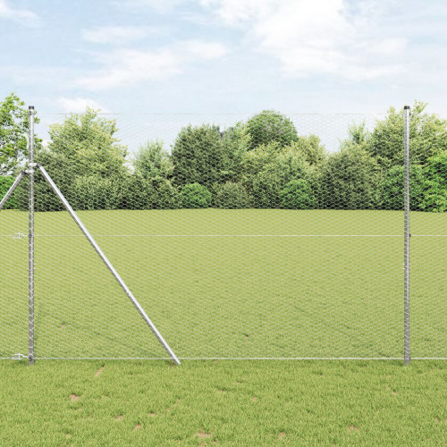 vidaXL Utomhus sexkantig stängsel markfäste 25 x 1,5 m Silver Mesh