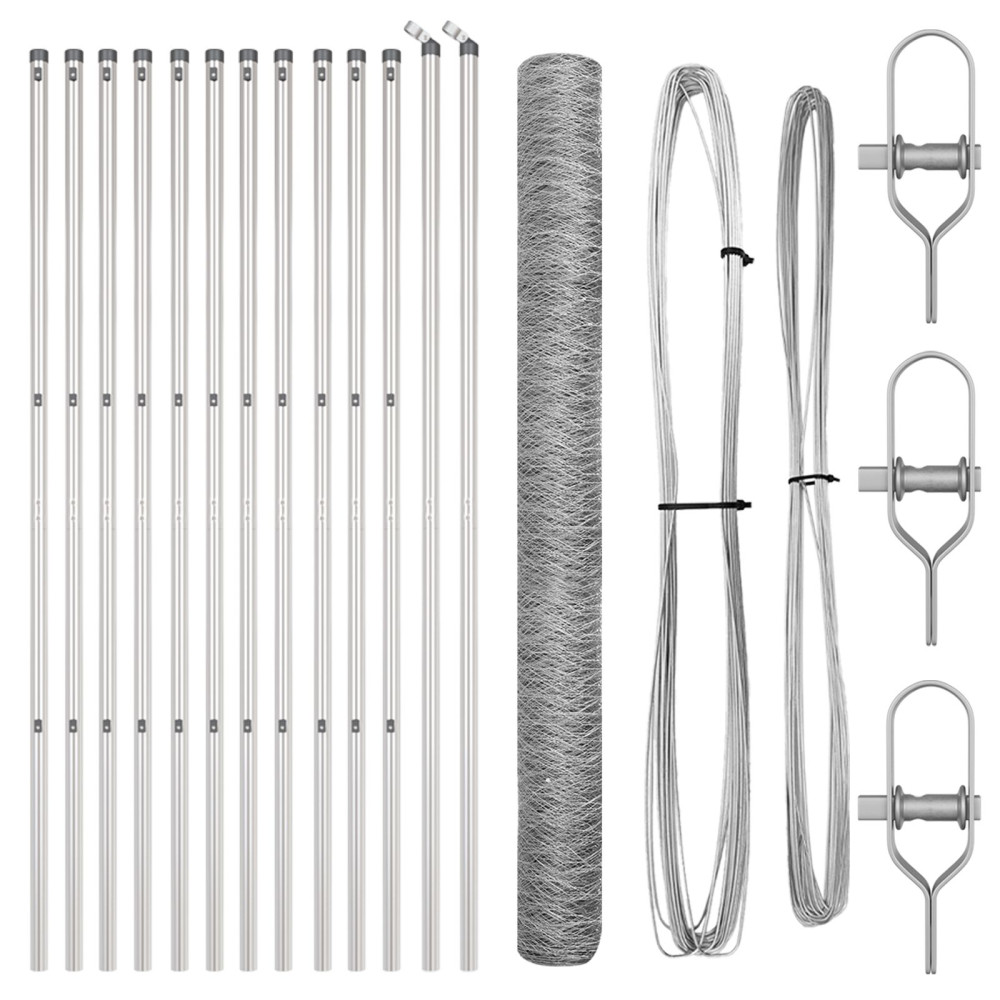 Produktbild för Utomhus sexkantig stängsel markfäste 25 x 1,5 m Silver Mesh