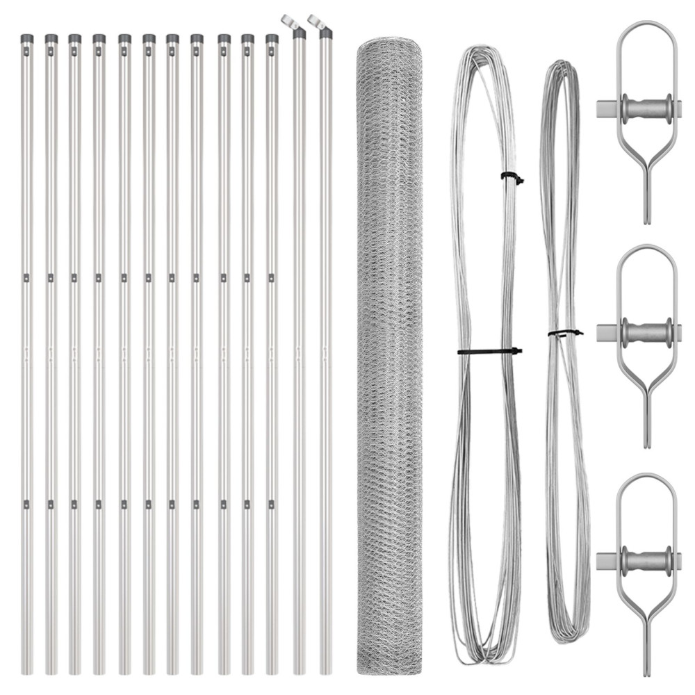 Produktbild för Utomhus sexkantig stängsel markfäste 25 x 1,6 m Silver Mesh