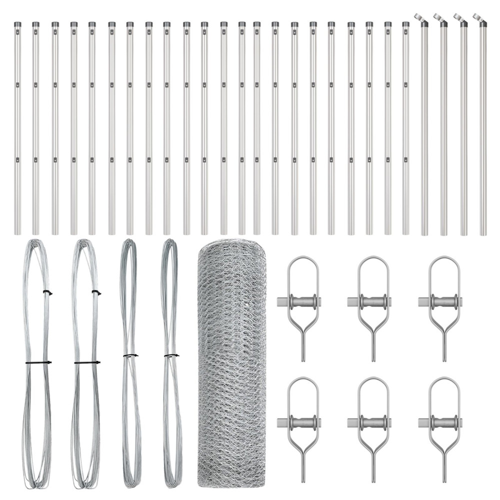 Produktbild för Utomhus sexkantig stängsel markfäste 50 x 0,6 m Silver Mesh