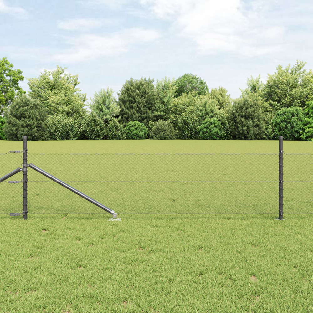 Produktbild för Utomhus hexagonal stängsel med stolpe 10 x 0,4 m Grå Mesh