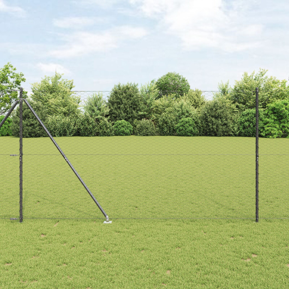 Produktbild för Utomhus hexagonal stängsel med stolpe 10 x 1,5 m Grå Mesh
