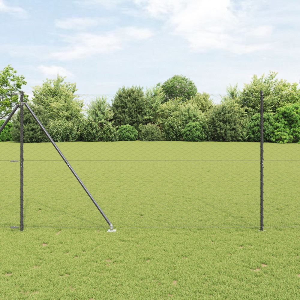 Produktbild för Utomhus hexagonal stängsel med stolpe 10 x 1,6 m Grå Mesh