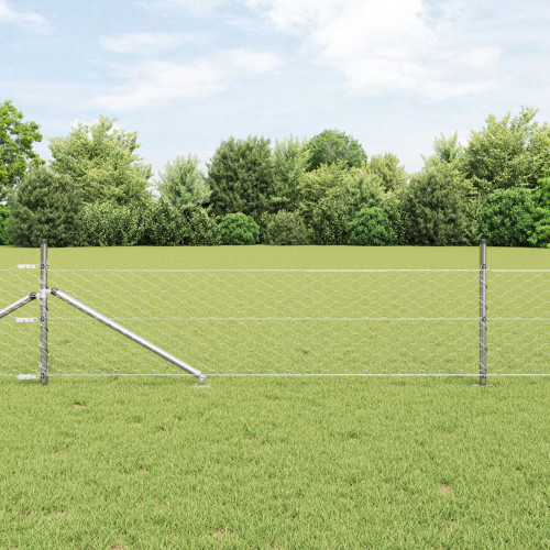 vidaXL Utomhus hexagonal stängsel med stolpe 10 x 0,5 m Silver Mesh