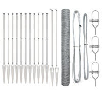 Produktbild för Utomhus hexagonal stängsel med stolpe 10 x 1,2 m Silver Mesh