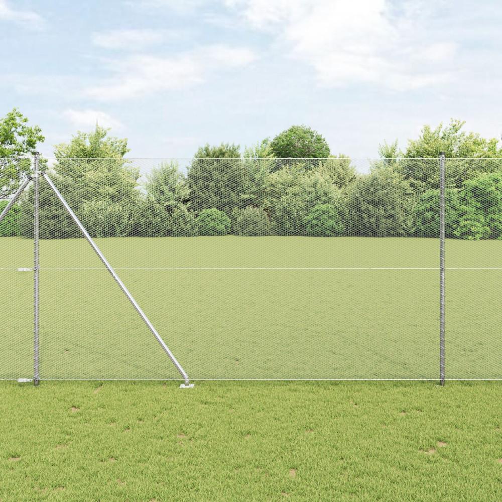 Produktbild för Sexkantigt staket med stolpe 25 x 1,6 m Galvaniserat stål Mesh