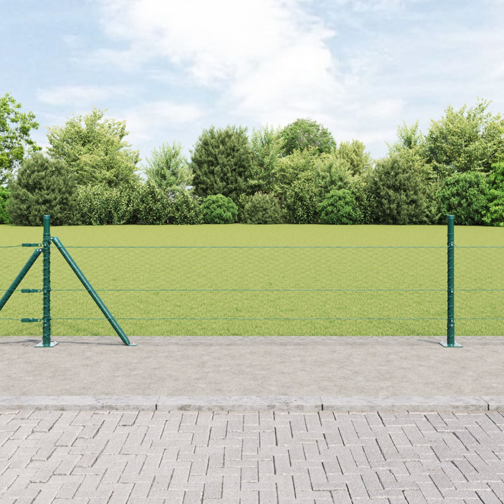 Produktbild för Hexagonal stängsel med betongfundament 25 x 0,4 m Grön Mesh